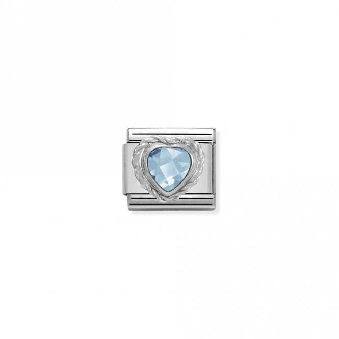 Classic Silver CZ Facetted Light Blue Heart Love & Hearts Charms