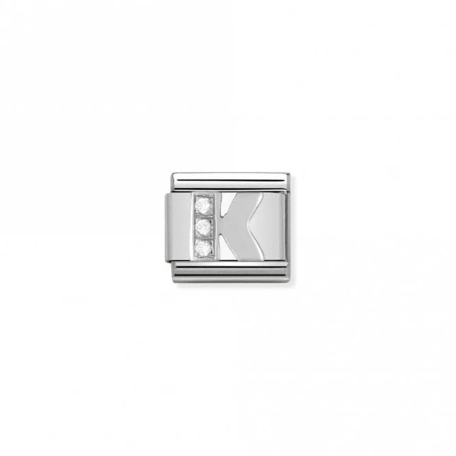 Classic Silver CZ K Letter Charms