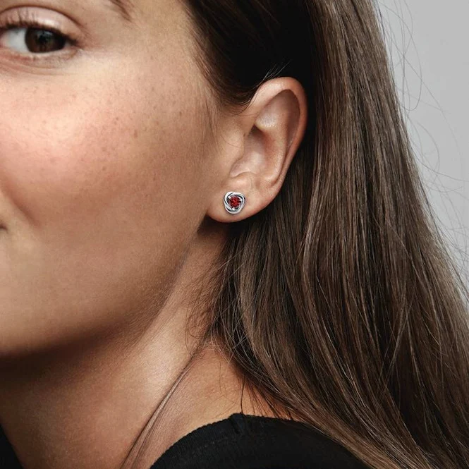 July Birthstone Eternity Circle Stud Earrings