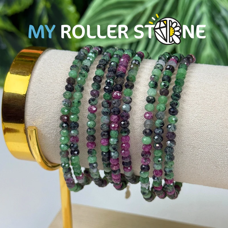 Rubin-Zoisit-Armband mit Silberverschluss