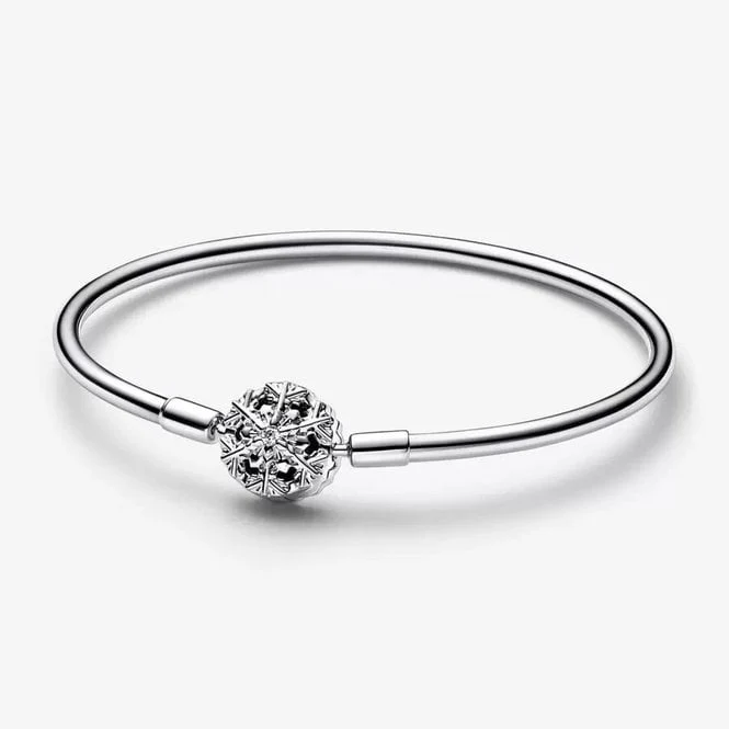 Moments Sparkling Snowflake Clasp Bangle, 21cm