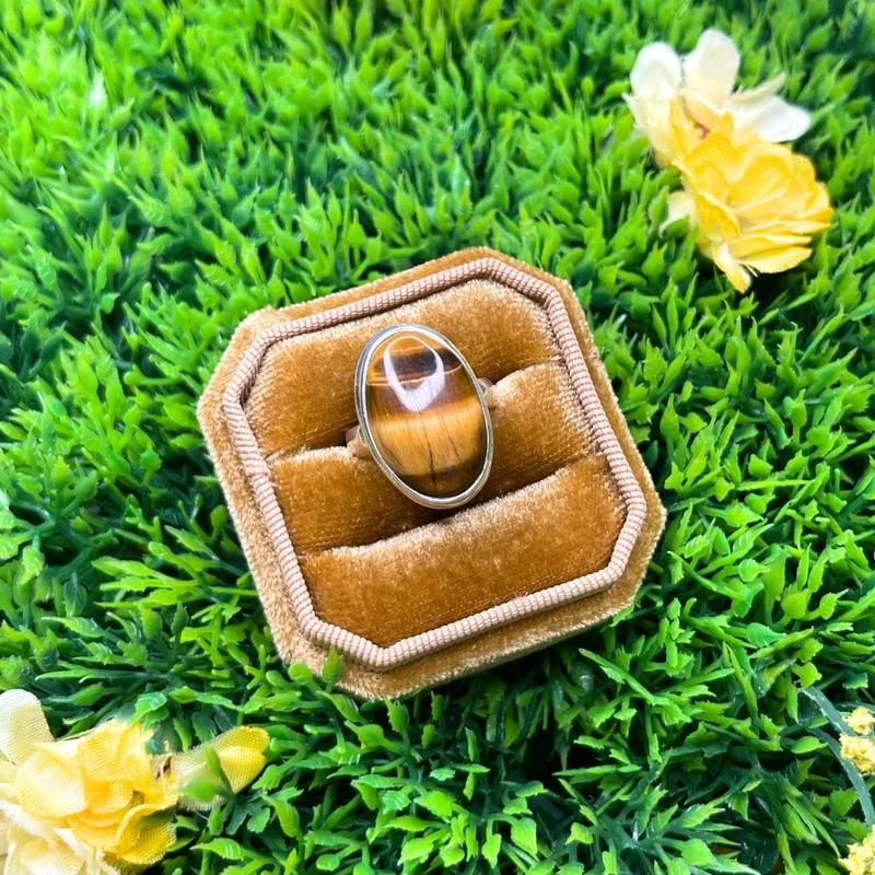 925 Silber Tigerauge Ring #6