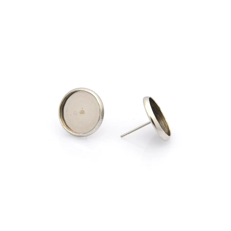 Silberner Cabochon-Ohrsteckerhalter