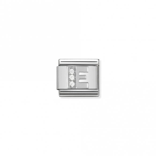 Classic Silver CZ E Letter Charms