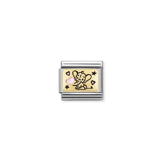 Classic Gold Pink Elephant Animals Charms