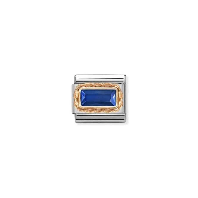 Classic Rose Gold Blue Facetted Baguette Sparkly & Stones Charms
