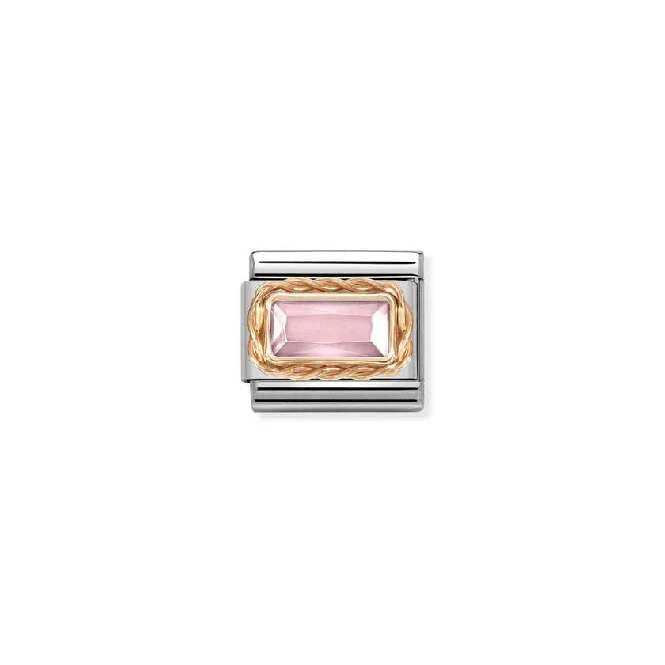 Classic Rose Gold Pink Facetted Baguette Sparkly & Stones Charms