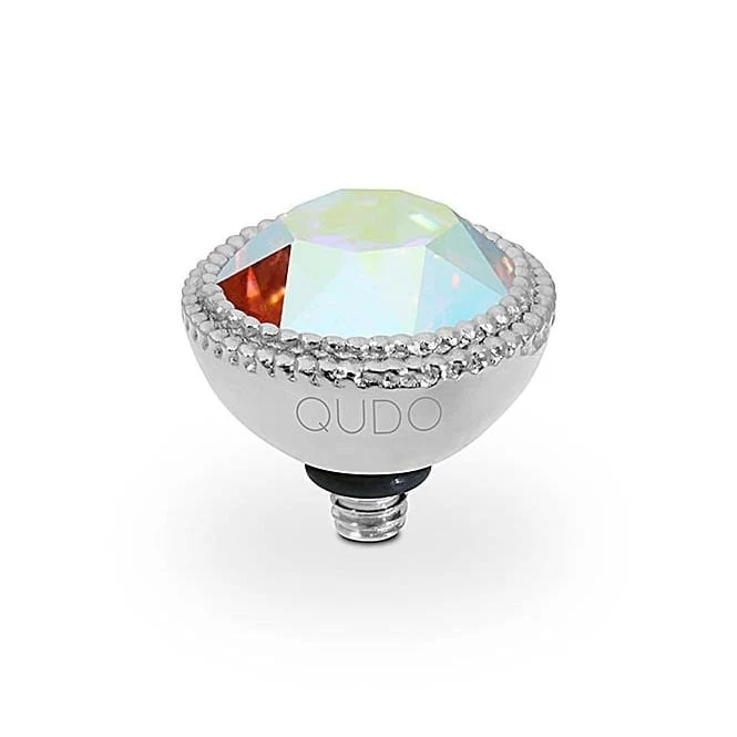 Fabero Silver and Aurora Boreale Crystal Ring Gem Top, 11mm