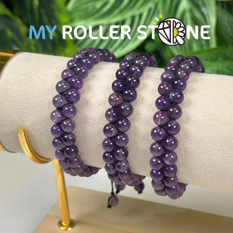 Amethyst geflochtenes verstellbares Armband