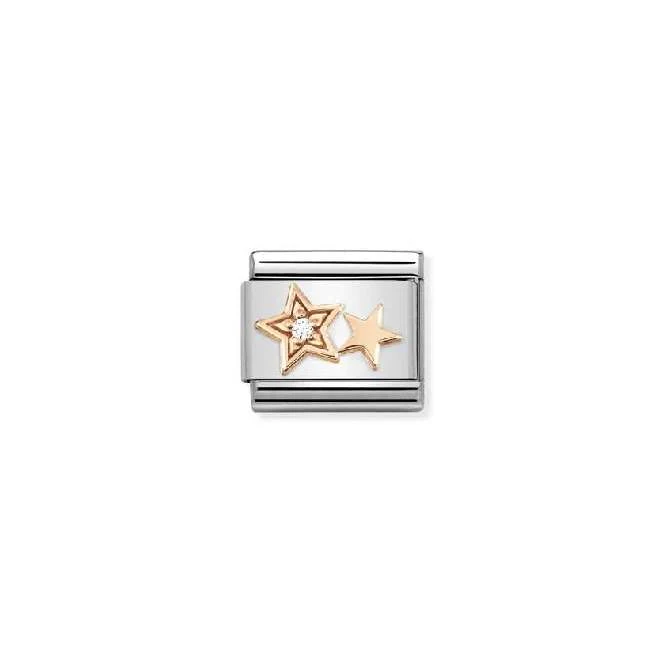 Classic Rose Gold & CZ Double Star Love & Hearts Charms