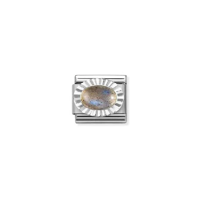 Classic Silver & Diamond Oval Labradorite Sparkly & Stones Charms