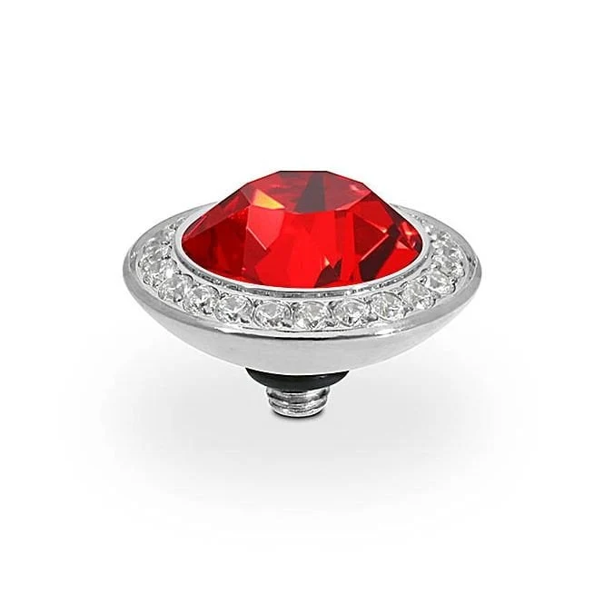 Tondo Deluxe Silver and Light Siam Red Ring Gem Top, 13mm