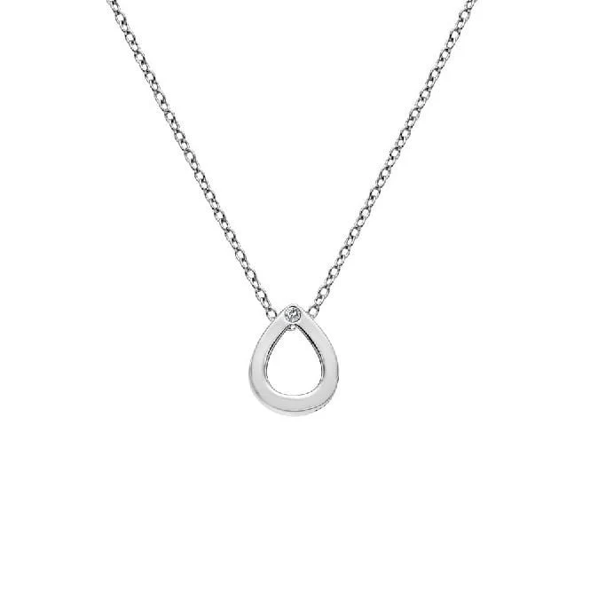 Silver Diamond Amulet Teardrop Pendant