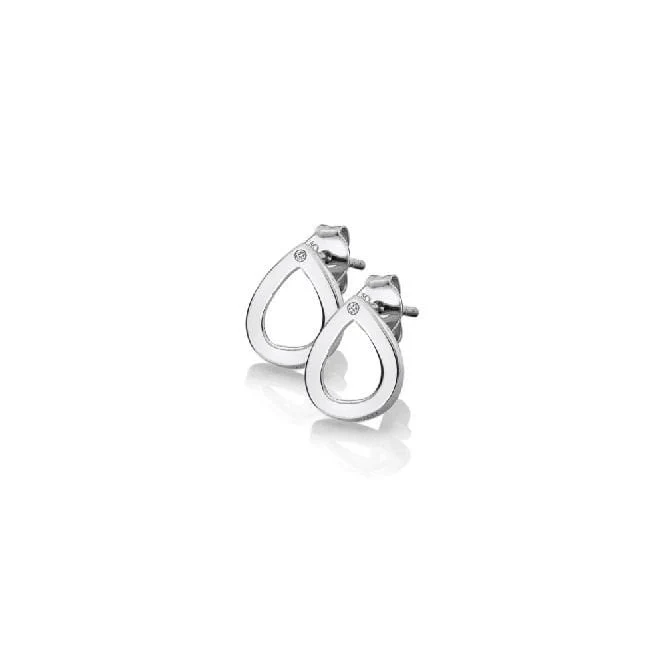 Silver Diamond Amulet Teardrop Earrings