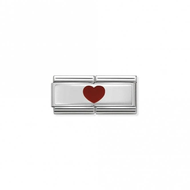 Silver Double Red Heart in the Middle Love & Hearts Charms