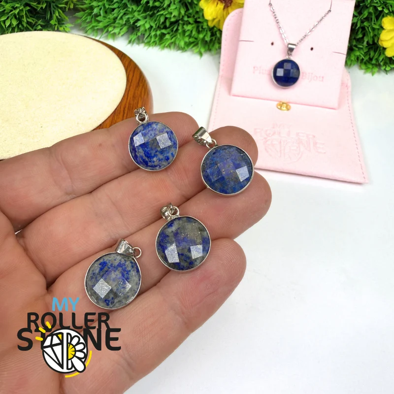 Runder facettierter Lapislazuli-Anhänger