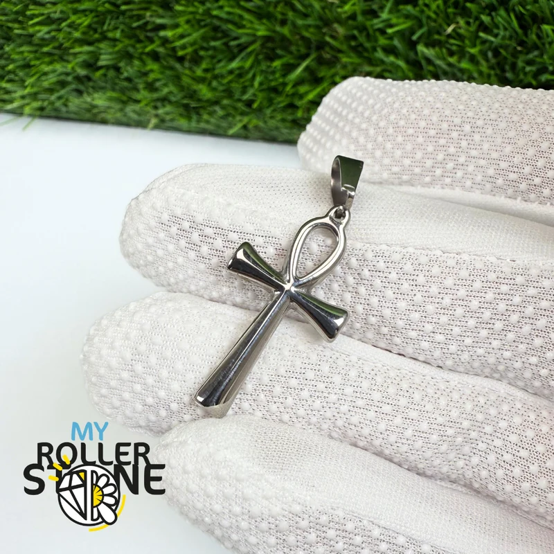 Anhänger aus versilbertem Edelstahl mit ägyptischem Ankh-Kreuz