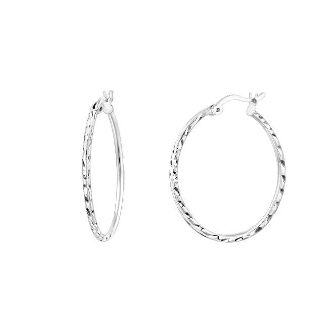 Twist Silver Clip Hoop Earrings, 25mm Medium