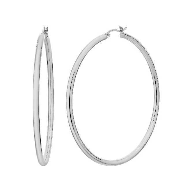 Classic Silver Clip Hoop Earrings, 45mm Extra Large