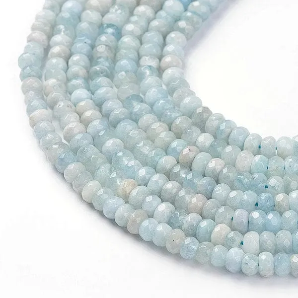Aquamarin facettierte Rondelle-Perle
