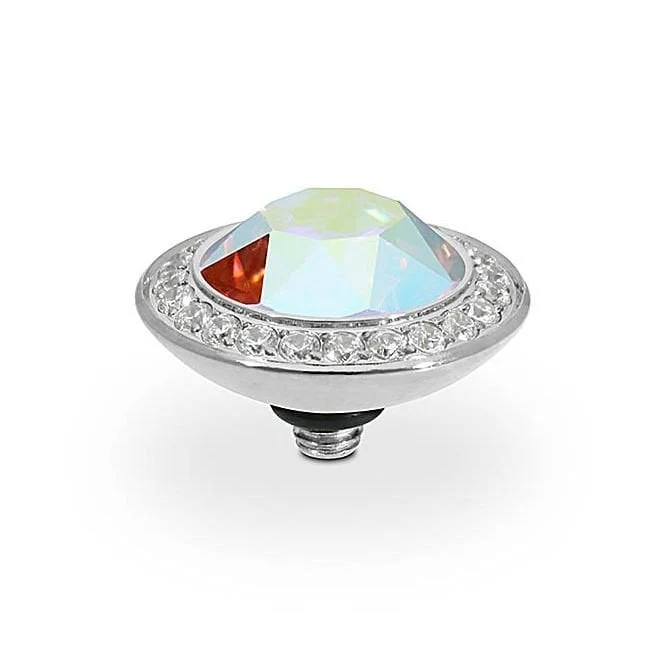 Tondo Deluxe Silver and Aurora Boreale Crystal Ring Gem Top, 13mm