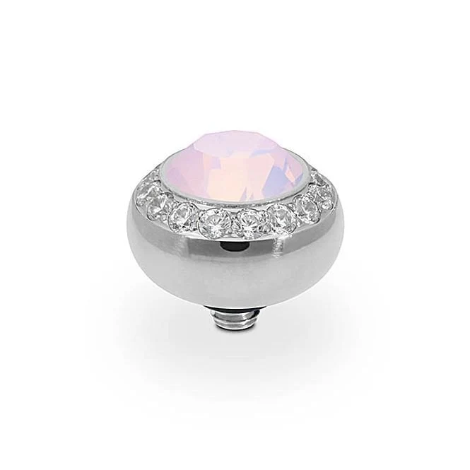 Tondo Deluxe Silver and Pink Rose Opal Ring Gem Top, 10mm