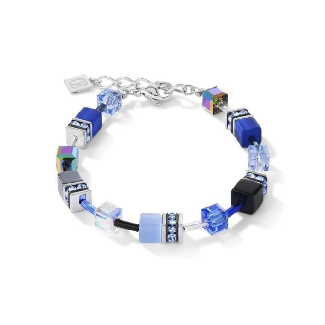 GeoCUBE Bracelet in Silver & Cobalt Blue