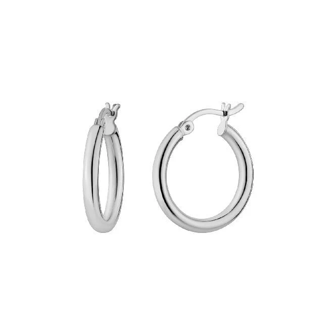 Classic Silver Clip Hoop Earrings, 15mm Small