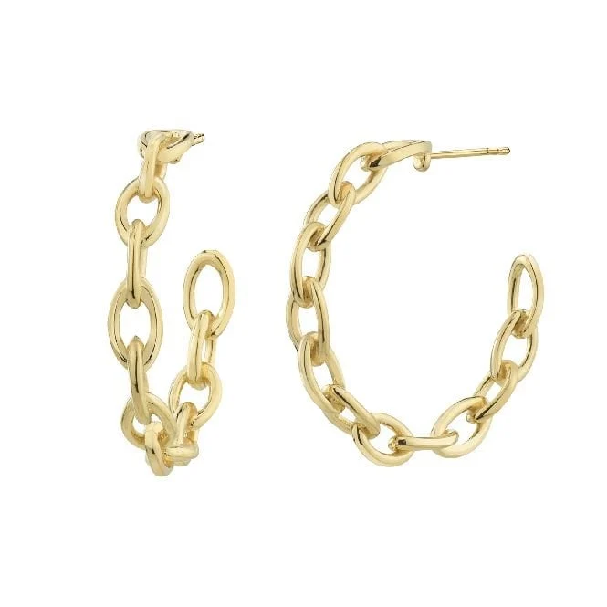 Chain Link Gold Hoop Earrings, 25mm