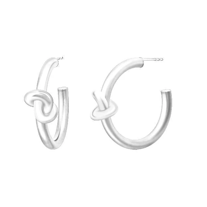 Love Knot Silver Hoop Earrings, 20mm