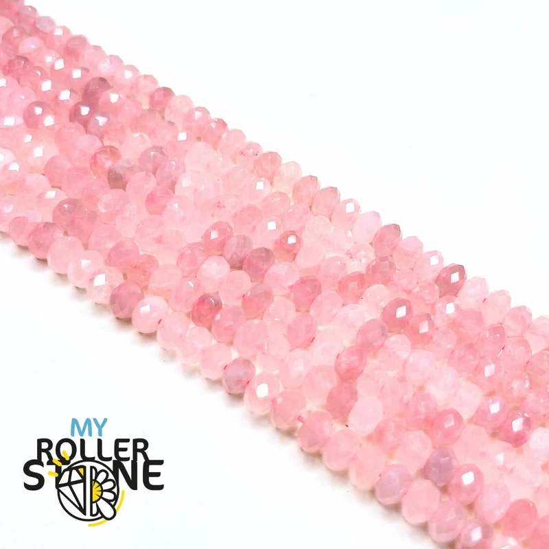 Facettierte Rosenquarz-Rondelle-Perle
