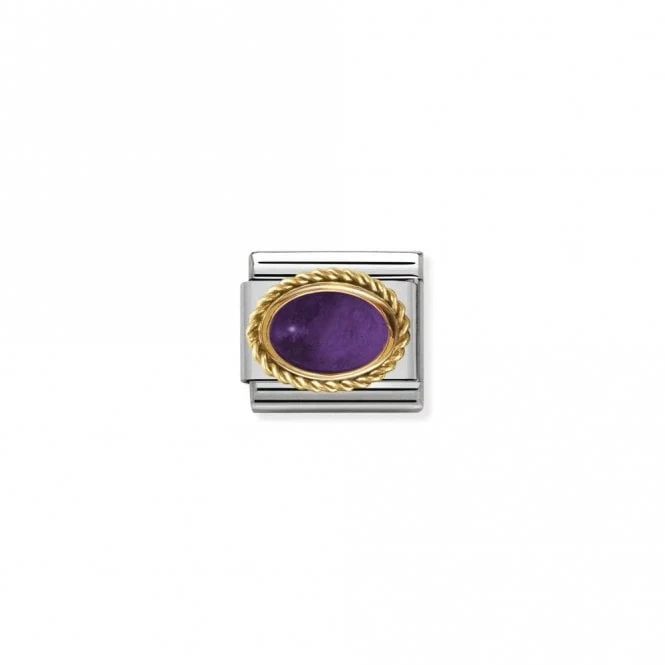 Classic Gold Oval Amethyst Stone Sparkly Charms