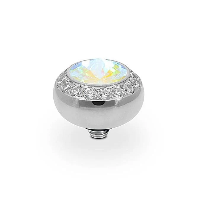 Tondo Deluxe Silver and Aurora Boreale Crystal Ring Gem Top, 10mm