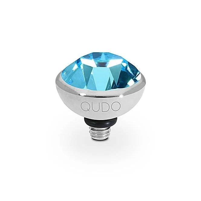 Bottone Silver and Aquamarine Crystal Ring Gem Top, 10mm