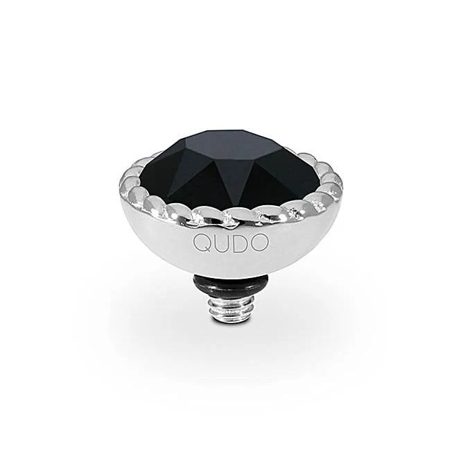 Bocconi Silver and Jet Black Crystal Ring Gem Top, 11mm