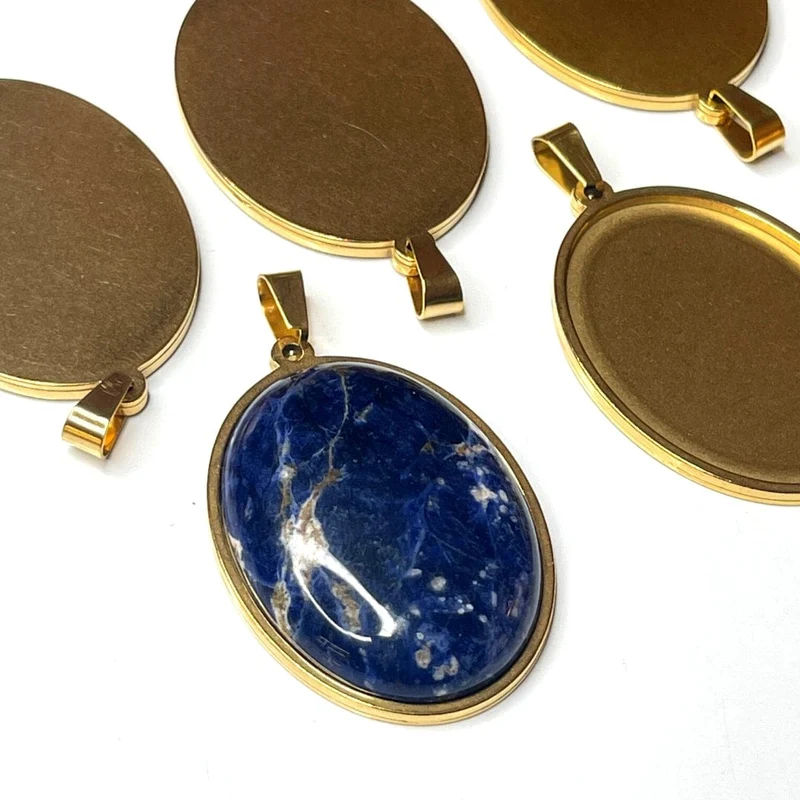 Ovalisierter Cabochon-Anhängerhalter aus Edelstahl