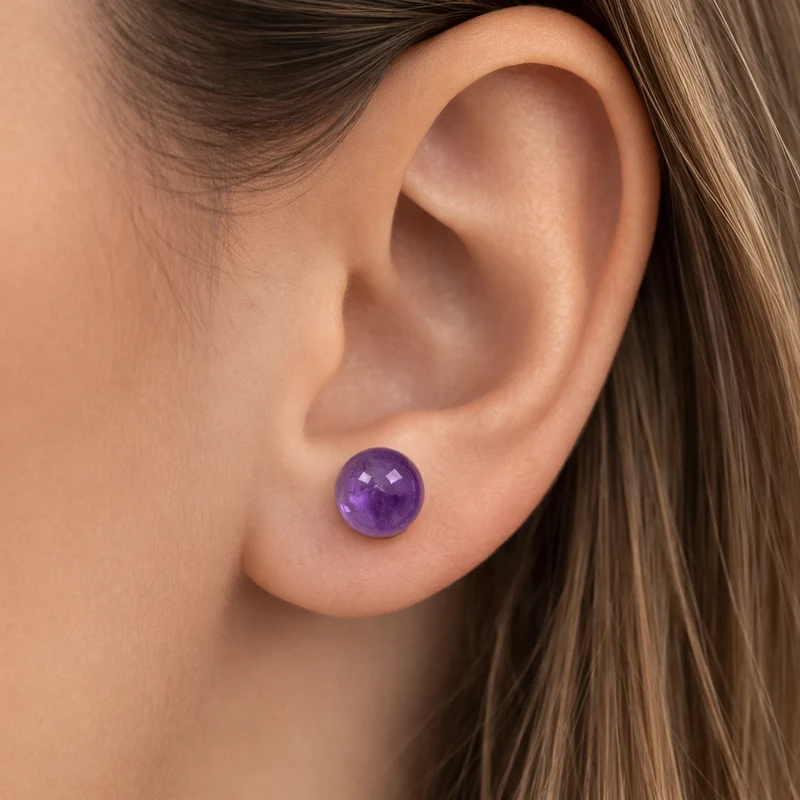 Amethyst-Perlenohrringe aus 925er Sterlingsilber