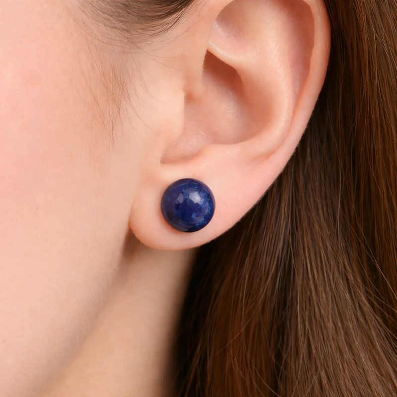 Ohrringe mit Lapislazuli-Perle aus 925er Sterlingsilber