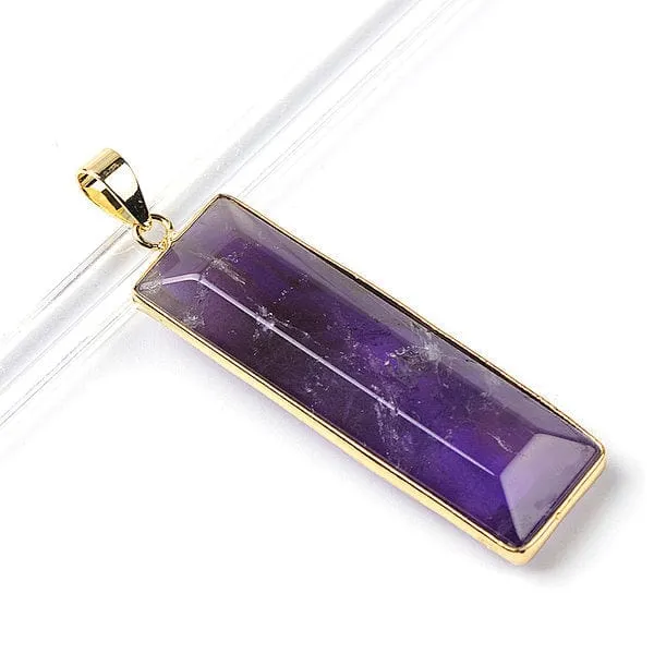Rechteckiger Anhänger aus Amethyst und Tigerauge