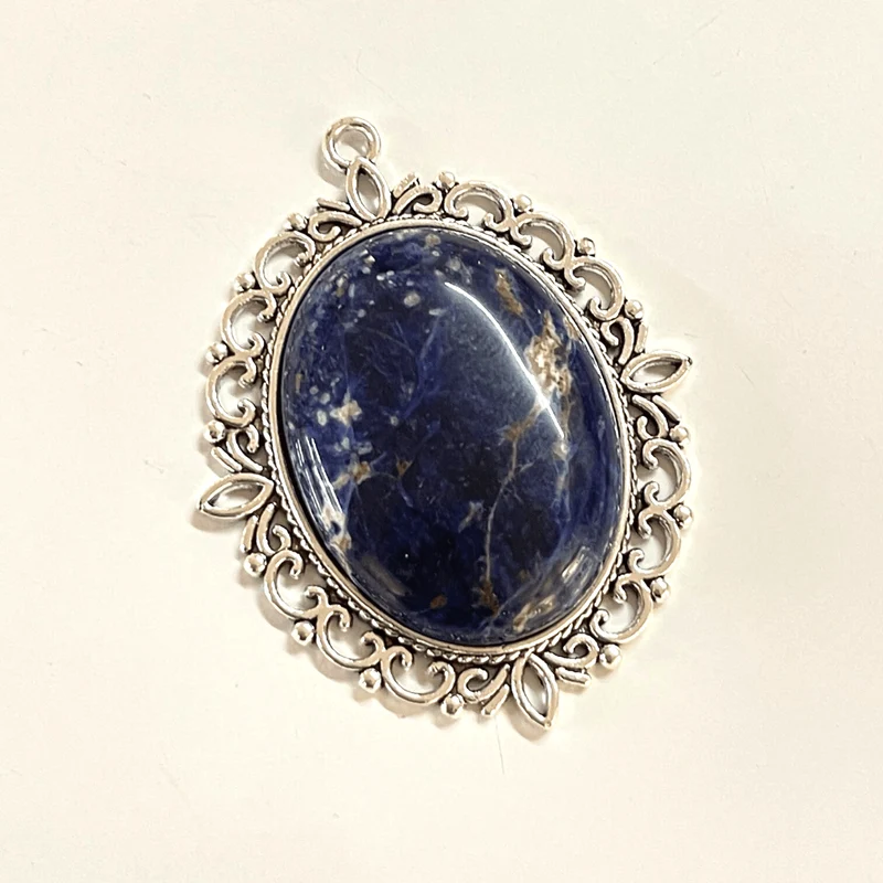 Ovaler Cabochon-Anhängerhalter aus Antiksilber