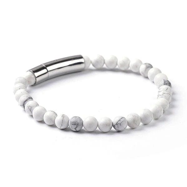 Howlith-Armband mit Edelstahlverschluss