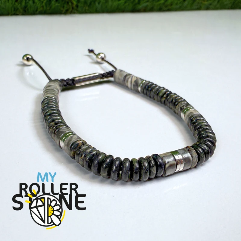 Armband aus Kambaba-Jaspis und schwarzem Picasso-Jaspis