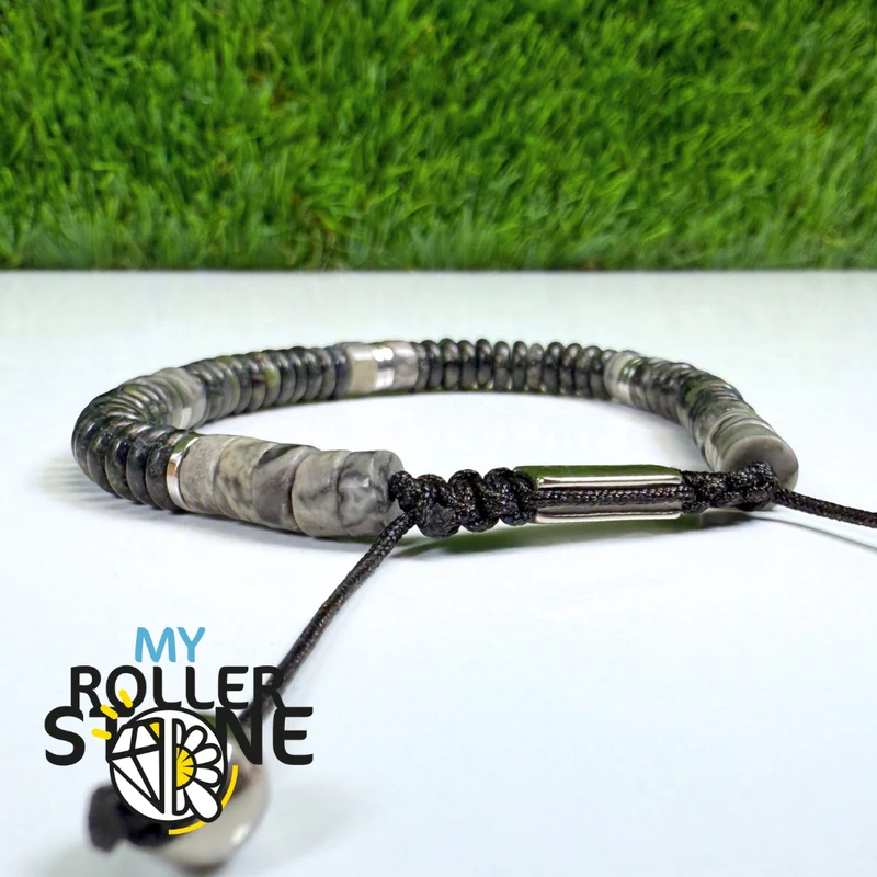 Armband aus Kambaba-Jaspis und schwarzem Picasso-Jaspis