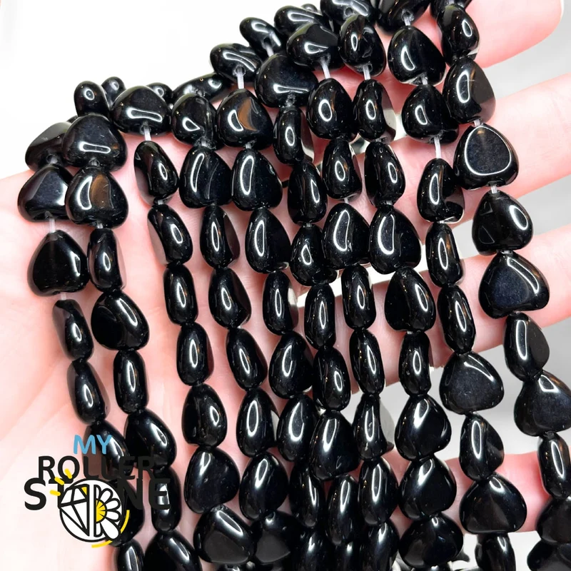 Schwarze Achat-Herzperle