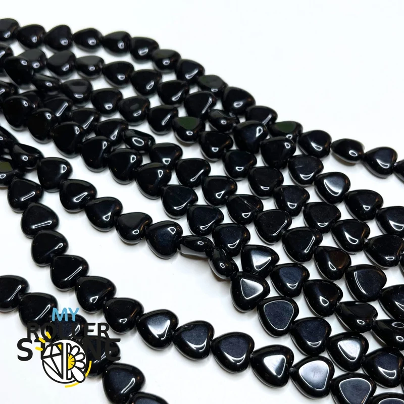 Schwarze Achat-Herzperle