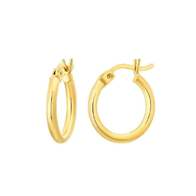 Classic Gold Clip Hoop Earrings, 15mm Small