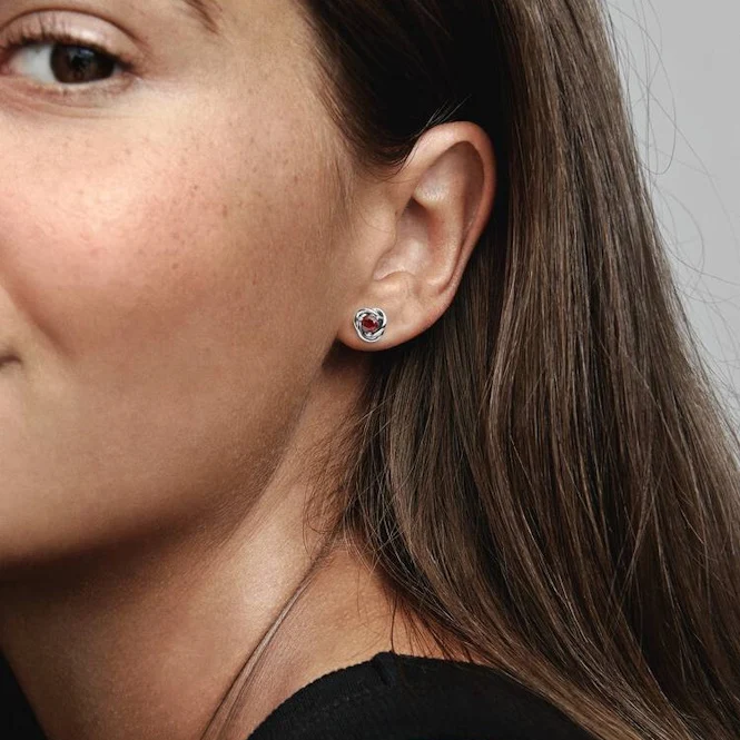 January Birthstone Eternity Circle Stud Earrings
