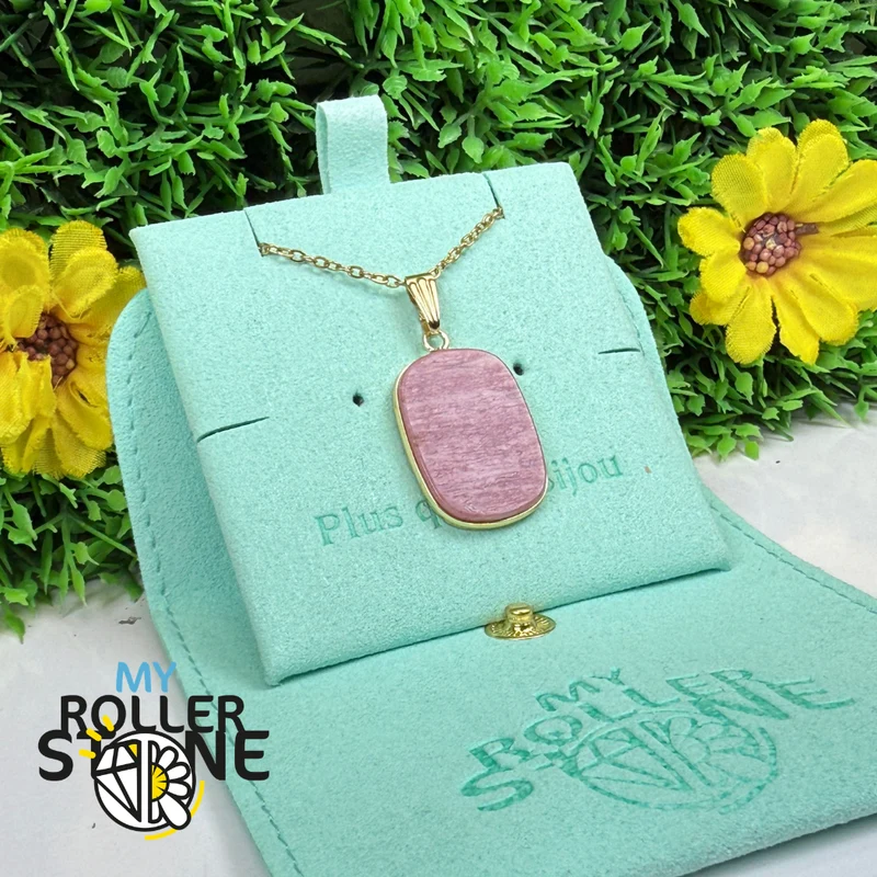 Flacher Anhänger mit Rhodonit oder Amethyst