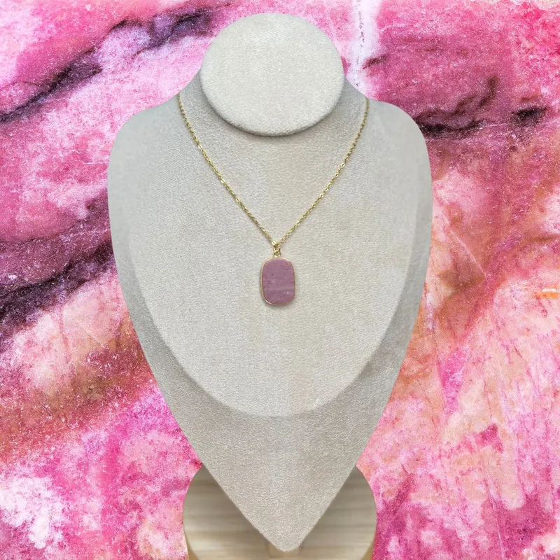 Flacher Anhänger mit Rhodonit oder Amethyst