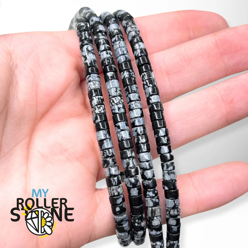 Obsidian-Schneeflocken-Heishi-Perle